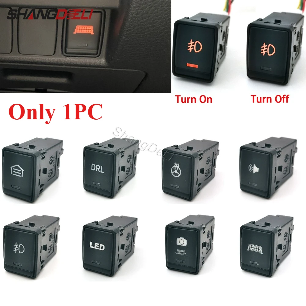 

1PC DC12V Car Led DRL Parking Radar Power ON off Fog light Switch Button with wire Fit For Nissan Tiida Sylphy Qashqai X-TRAIL