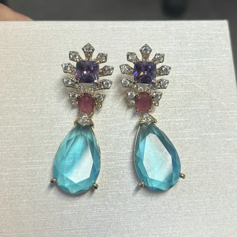 Bilincolor Mode Vintage Große Gelb Cubic Zirkon Ohrring für Frauen – Detail 23