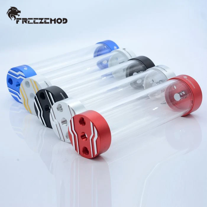 FREEZEMOD PC Water Cooled Reservoir 80/130/180/230/280/330mm Transparent Cylinde Acrylic Water Tank res Built-in Bubbler