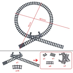 City Trains Straight R40 Curve Buffer Stop Tracks Compatible with 53834 Rails Switch Building Block Bricks DIY Technical Toys