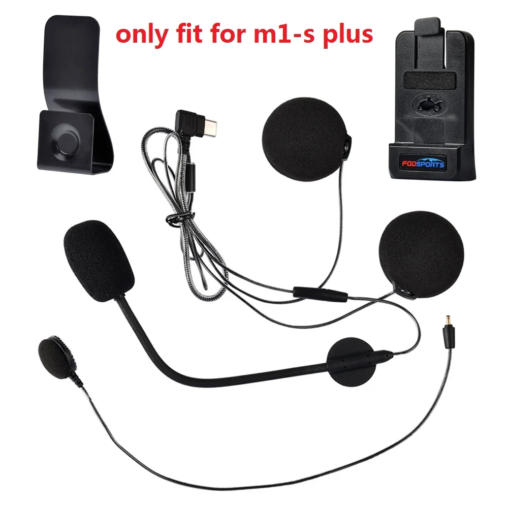 Fodsports M1-S Plus Headset Earphone Type-C Interface with Microphone Clip for Motorcycle Helmet Bluetooth Headset Intercom