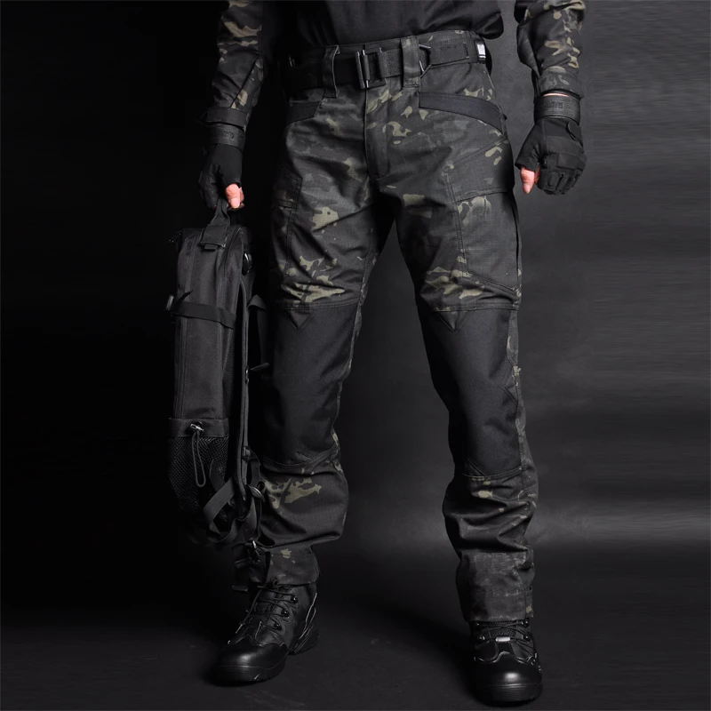 HAN WILD Tactical Pants Men Outdoor Camping Pant Combat Trousers Fishing Pants Tear-proof Hiking Pants Camouflage Hunting Pants