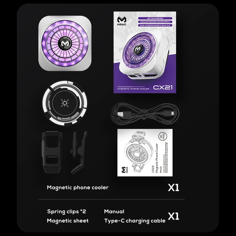 MEMO New CX21 Mobile Phone Cooler Semiconductor Cooling Radiator Magnetic/Back-clip 2 in 1 for IPhone Android Gaming Accessories