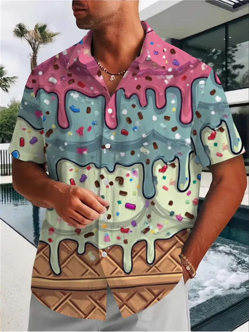 

Seafood Pattern Hawaiian Shirt Men Plaid Crawfish Print Button Up Short Sleeve Summer Shirt Shirts For Man Cheap Clothes