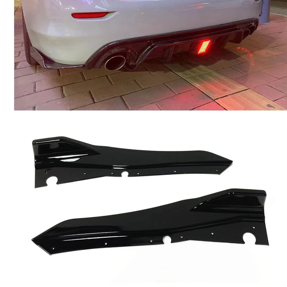 

Rear Bumper Side Spoiler Cover For Infiniti Q50 2018 2019 2020 All Models Gloss Black/Carbon Fiber Look Splitter Protector Lip