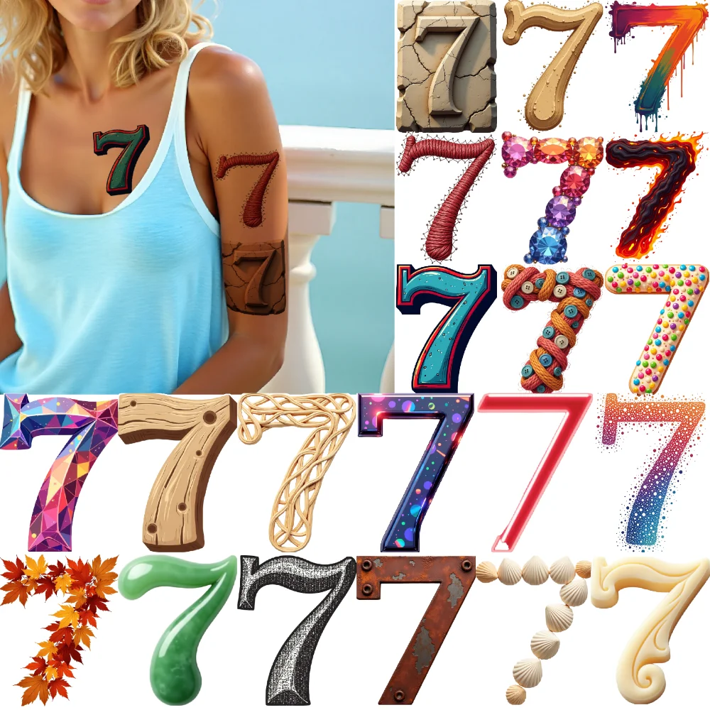

28pcs Temporary Tattoo Seven Designs Waterproof Long-lasting Body Stickers Number Art Cartoon For Boys Shoulders Girls