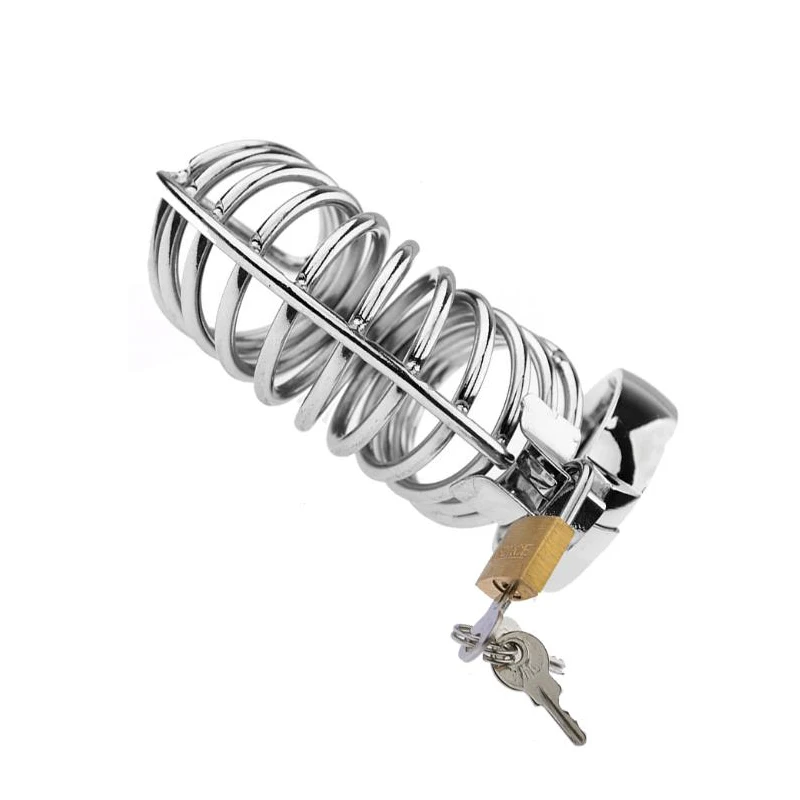 المثيرة مجرى البول قفل ذكر العفة قفص معدني القضيب قفص القضيب خاتم الديك مجرى البول العفة SM المنتجات الجنس لعب الكبار للرجال مثلي الجنس