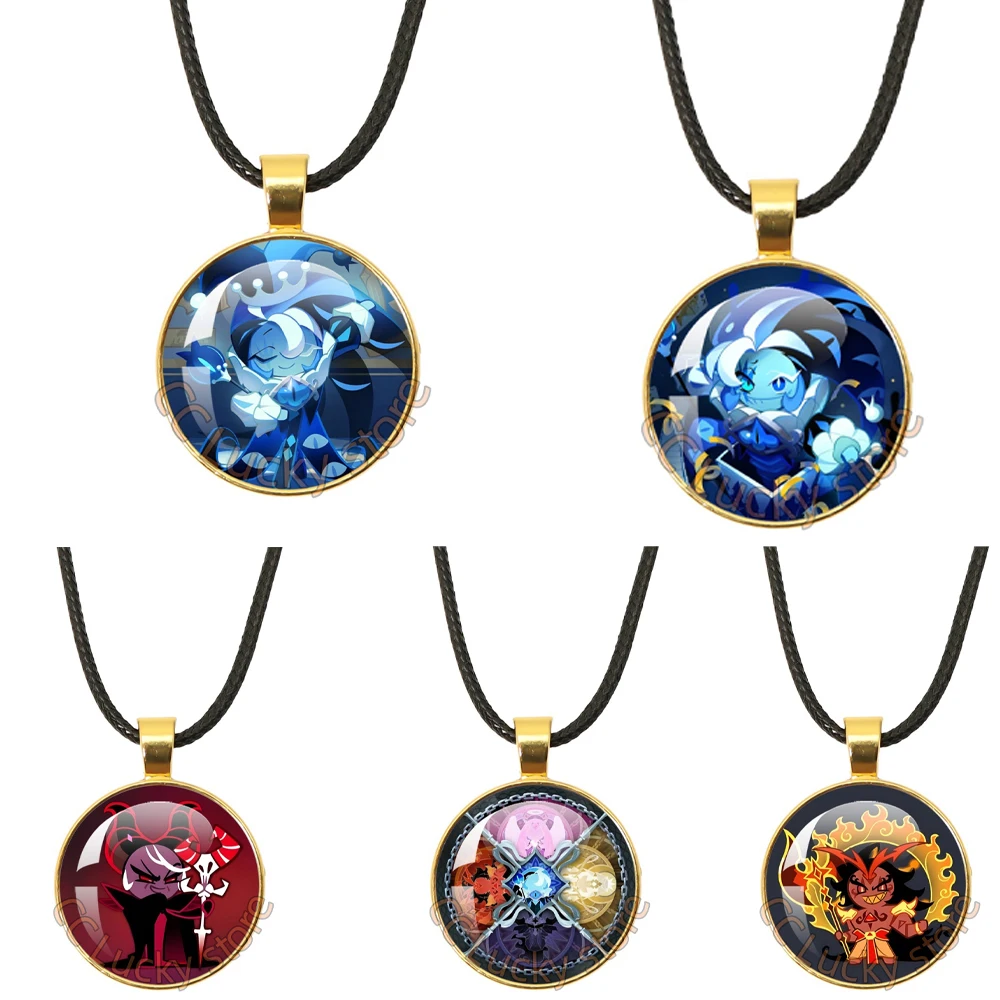 Funny Game Cookie Run Kingdom Ancient Beast Cookie Shadow Milk Pure Vanilla Cookie 25mm Leather Necklace Jewelry Accessory Gifts