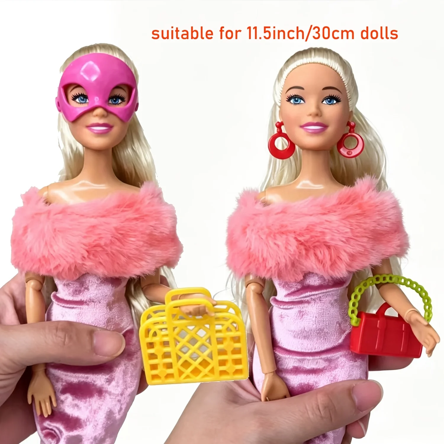 36 Pcs Christmas & Snow Decor Accessory Set, Bags, Earrings, Crowns, Glasses, Fits 30cm Dolls, Dress-Up Gift, Random Color