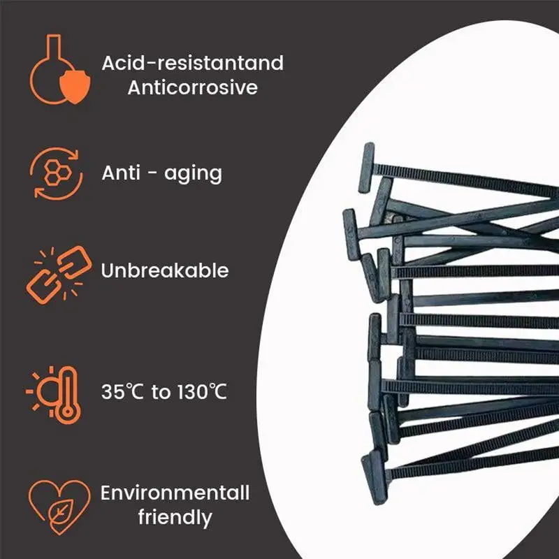 Picture 5: 100PCS balck Nylon Universal Cable Tie Buckle Multipurpose Plastic Cable Tie Tool Heavy Duty Self Locking Nylon Zip Ties