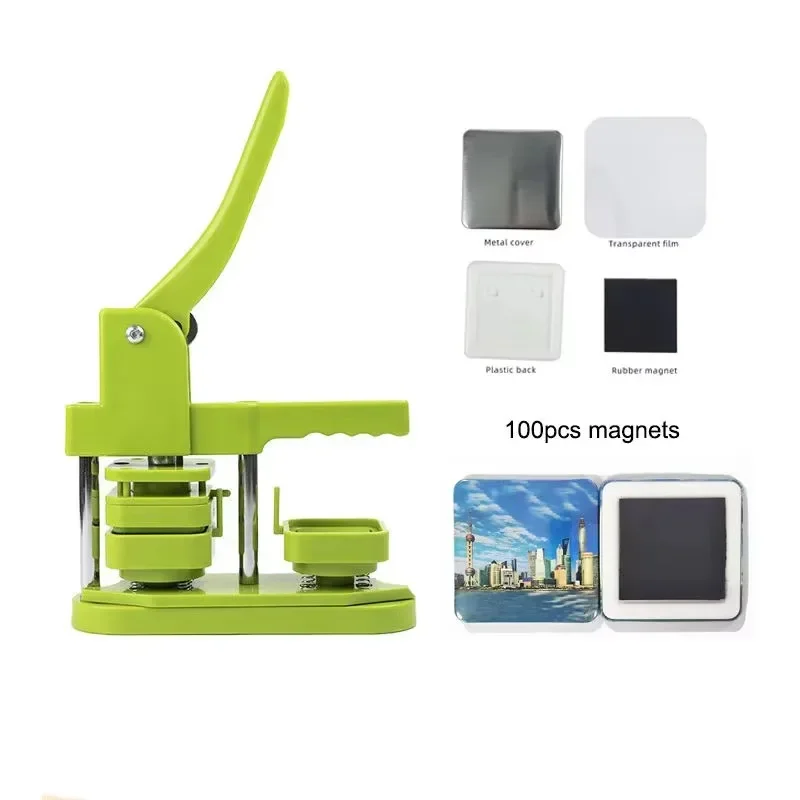 50MM Square Plastic Badge Making Machine Botton Maker With Magnets Badge Machine Button Pin Maker