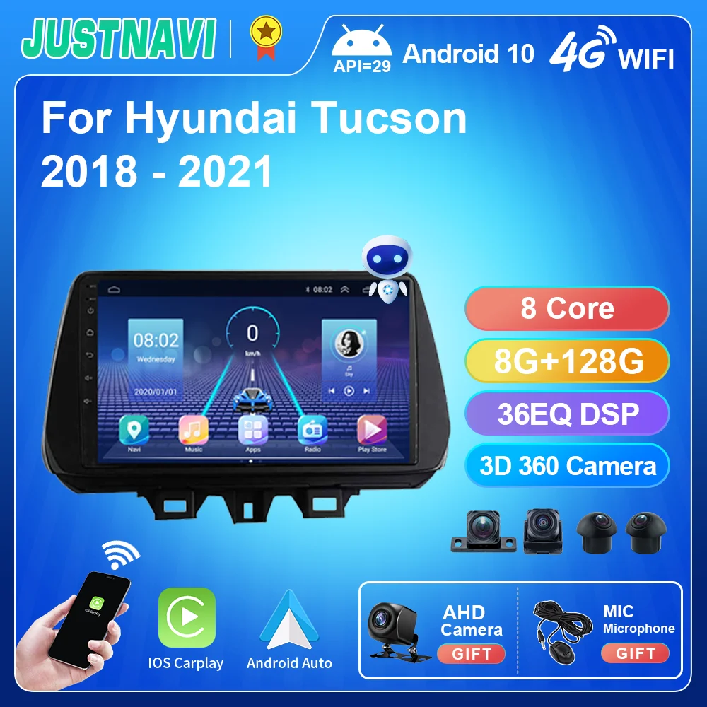 

JUSTNAVI Car Radio For Hyundai Tucson IX35 2018 2019 2Din Android 10 Multimedia Autoradio Auto GPS Navigation Stereo Carplay DVD