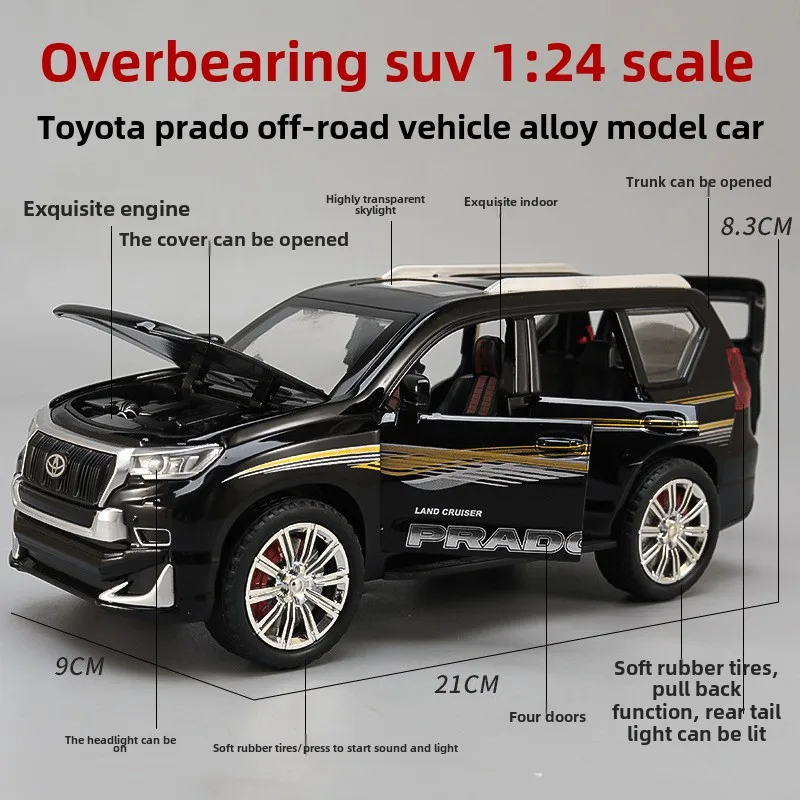 1/24 Toyota Prado SUVรุ่นSound Light Pullbackเด็กDiecastของเล่นรถของขวัญคอลเลกชันตกแต่งบ้านminiature