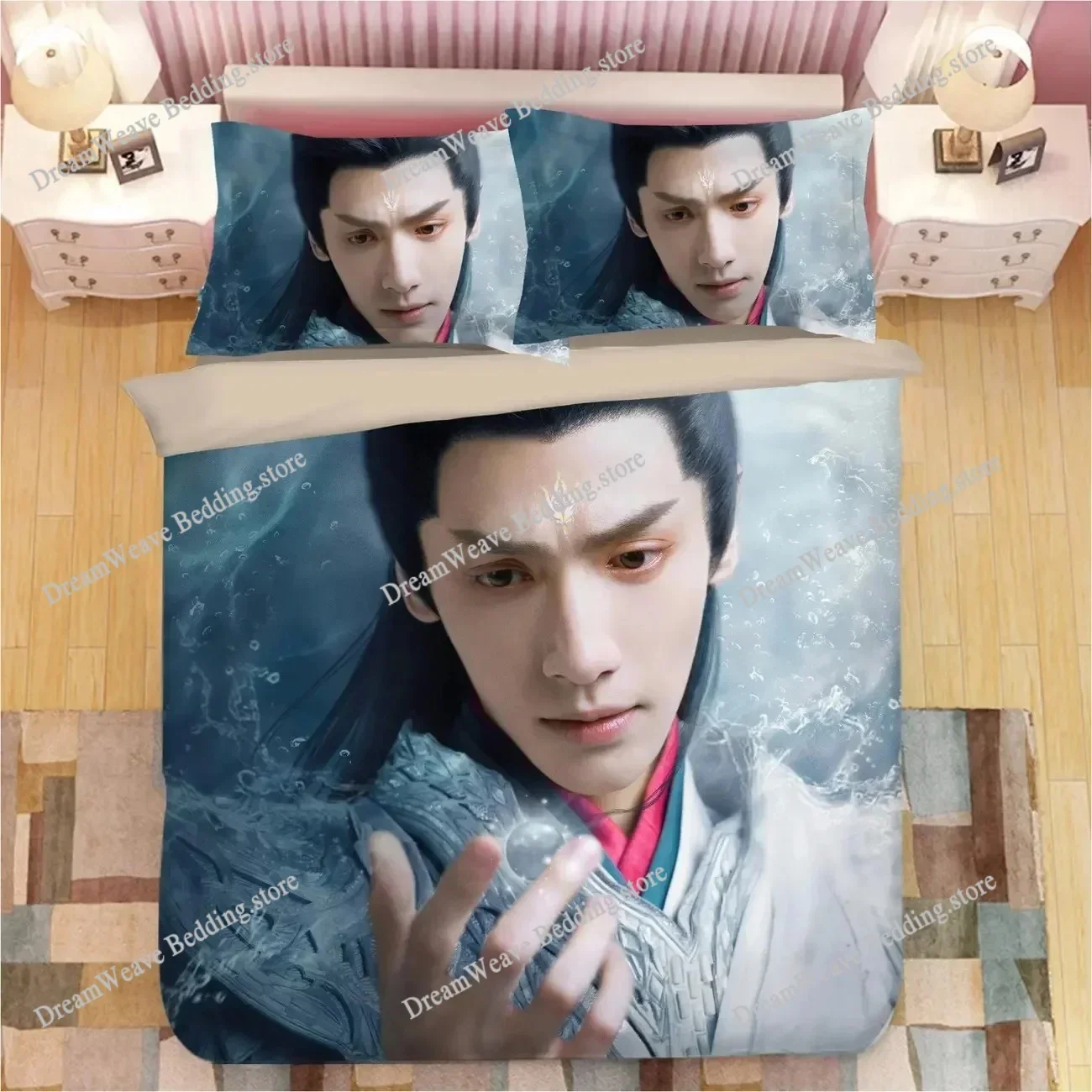 Bedding Decor Leo Luo Yunxi Bai Lu TV Till The End of The Moon Drama Stills Style Duvet Cover Pillow Case Bedding Set Quilt Cove