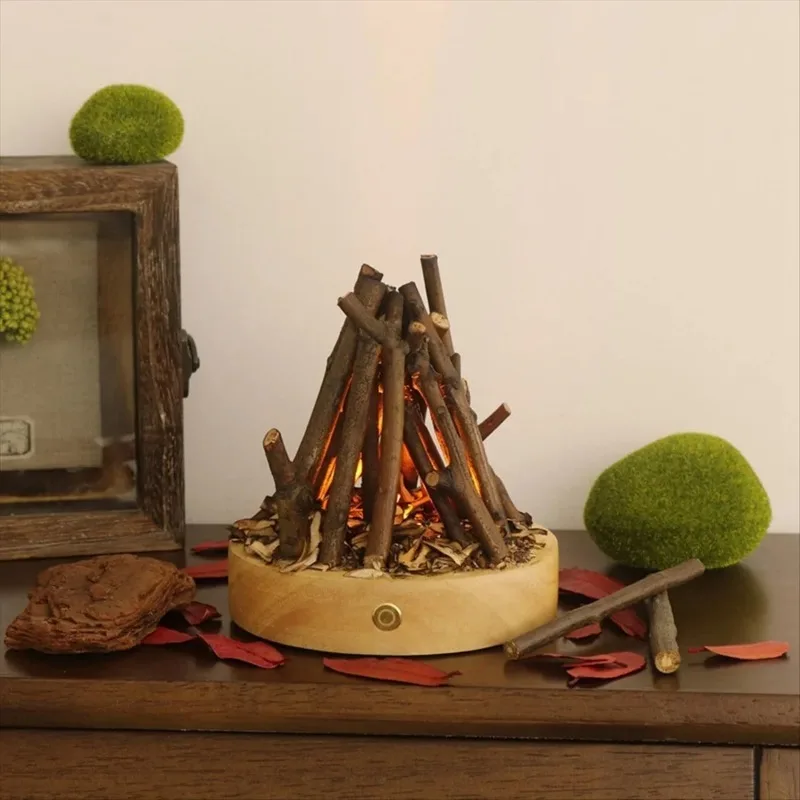 1Pcs Realistic Flameless Fire Pit Indoor Outdoor Safe Flickering Flame Effect Portable Bonfire Campfire Decorations Easy Setup