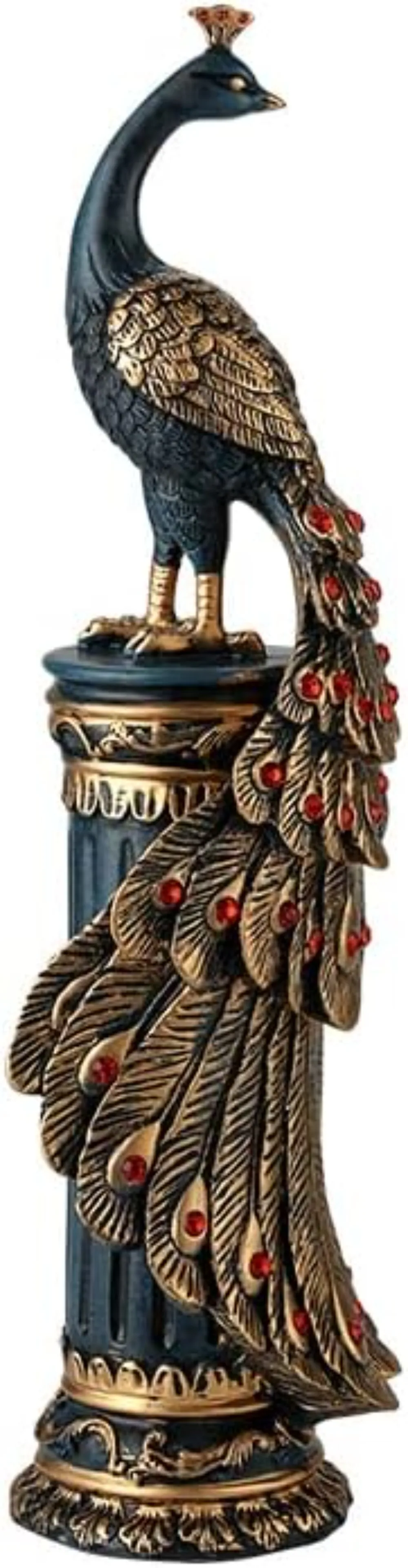 

Handmade Peacock Statue Antique Home Office Decoration Showpiece Ornament Animal Sculpture -Resin Material