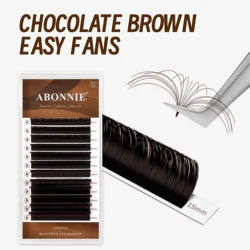 Abonnie Brown Easy Fan Lashes Extensions Chocolate Colored Eyelashes Auto Fanning Blooming Eyelash Volume Fans