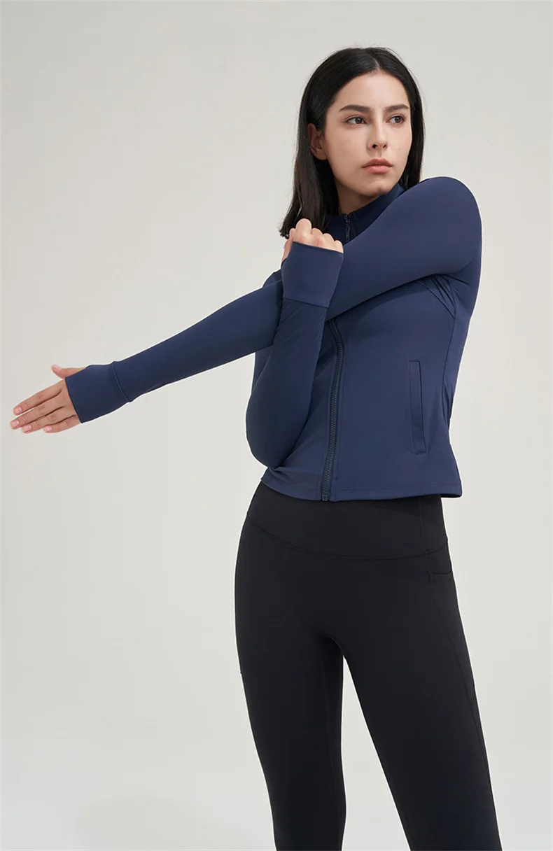 TRY TO BN Yoga Long Sleeve Coat Zipper Loose Sports Tops Breathable Sunscreen T Shirt Workout Women Running Gym Clothing Fitness
