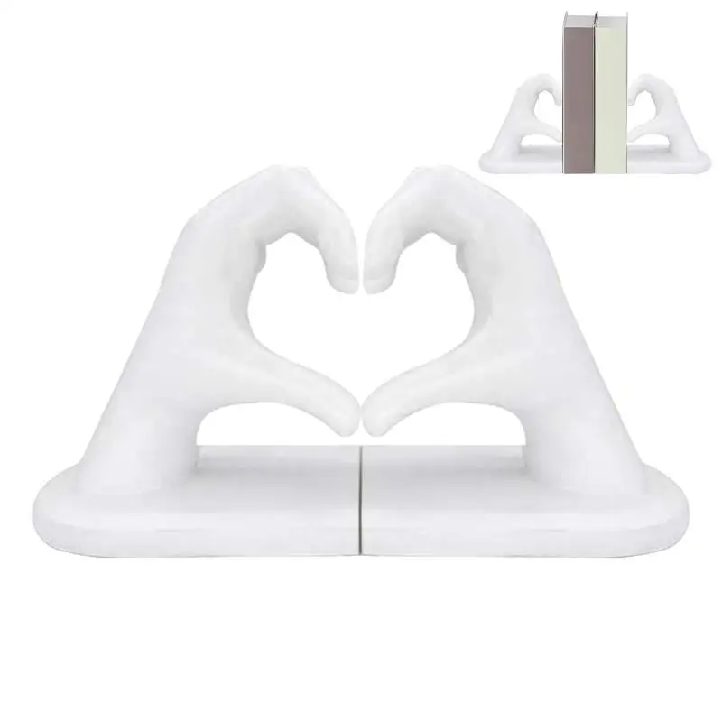 

Book Ends For Shelves Heart Shape Finger Resin Art Sculptures Finger Heart Shaped Figurine Bookend For Bookshelves Coffee Tables