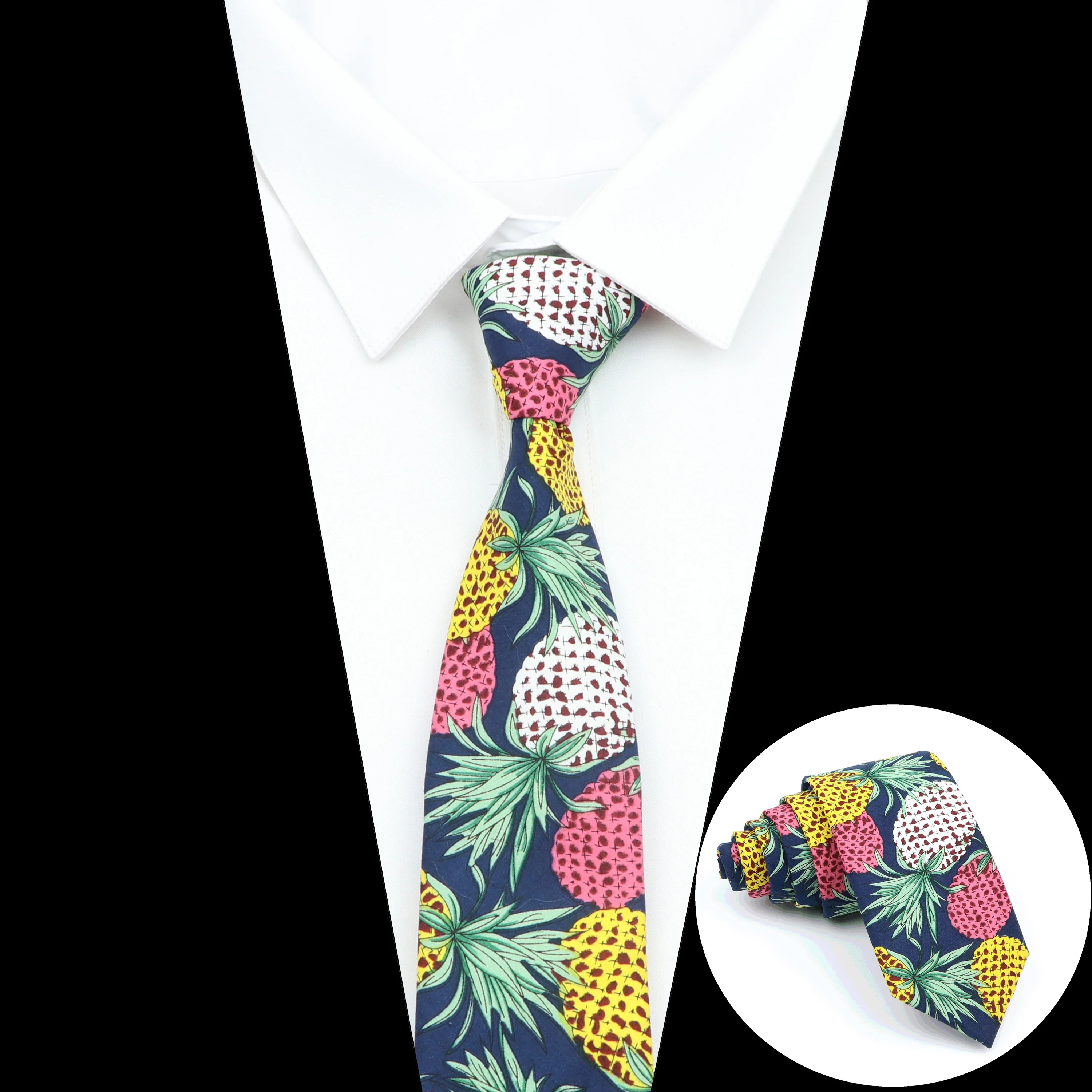 Men\'s Floral Neck Tie For Man Male Casual Cotton Slim Tie Skinny Gravat Wedding Accessories Hawaiian Style Party Gift Flower Tie