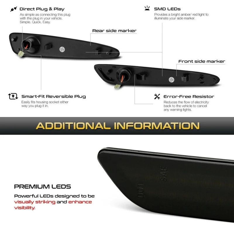 Per Chevrolet Corvette C6 2005-2013 Auto LED Paraurti Anteriore/Posteriore Indicatore Laterale Luci di Parcheggio Indicatori di direzione Fender Flare lampade