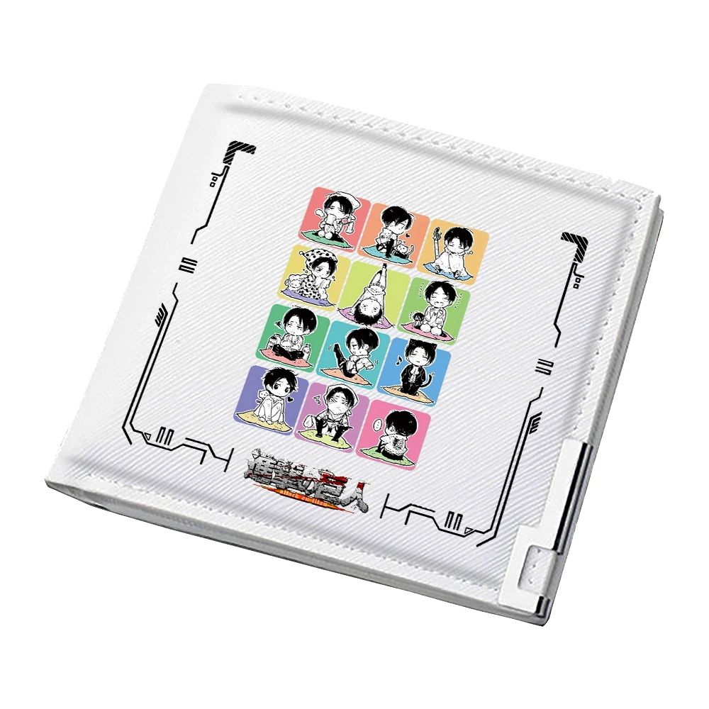 Attack On Titan Pu Leather Cartoon Wallets Cute Slim Purse Anime ID Card Holders Unisex White Money Bag Small Changes Bag