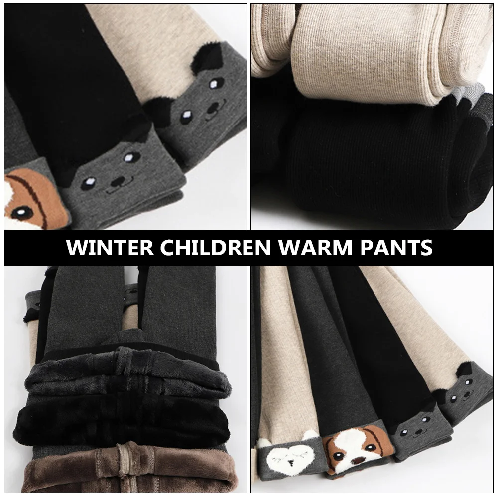 

1 pc Warm Split Pants For Toddlers Kids Cotton Winter Pants High Elasticity Cartoon Design Loose Waist Knitted Bottoms