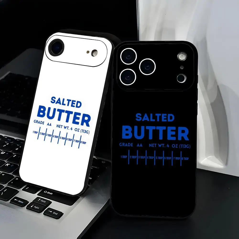 Funda de teléfono con diseño de mantequilla salada para iPhone 12-17 Air Plus Pro Max satinado brillante colorido gran regalo
