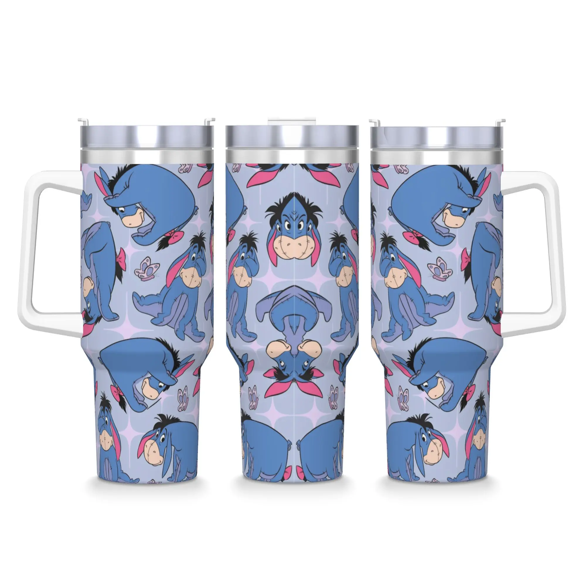 Winnie The Poohs Bicchiere in acciaio inossidabile Tazza da caffè da campeggio con cannucce e coperchio Tazze per auto da 40 once Bottiglia di acqua calda e fredda