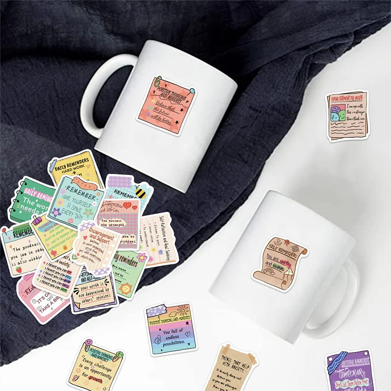 50PCS Colorful Graffiti Mental Health Stickers Sticky Note Notebook Phone Water Glass Psychology Therapy Reminder Decals Kid Toy
