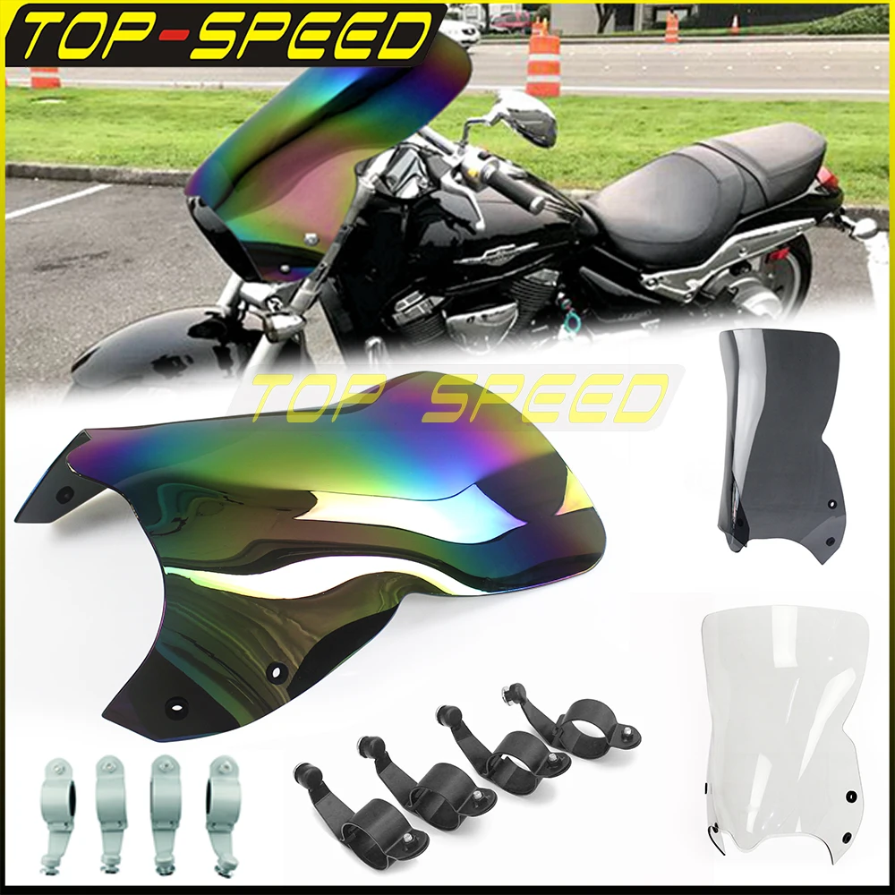Polycarbonate Motorcycle Wind Screen Wind Deflector Windshield Headlight Fairing Shield For Suzuki Boulevard M109R M50 M90 06-16