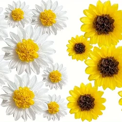 Creative Sunflower Paper Decorations Vibrant Yellow and White Artificial Plant Series DIY Paper Pom-Poms for Party Home Decor