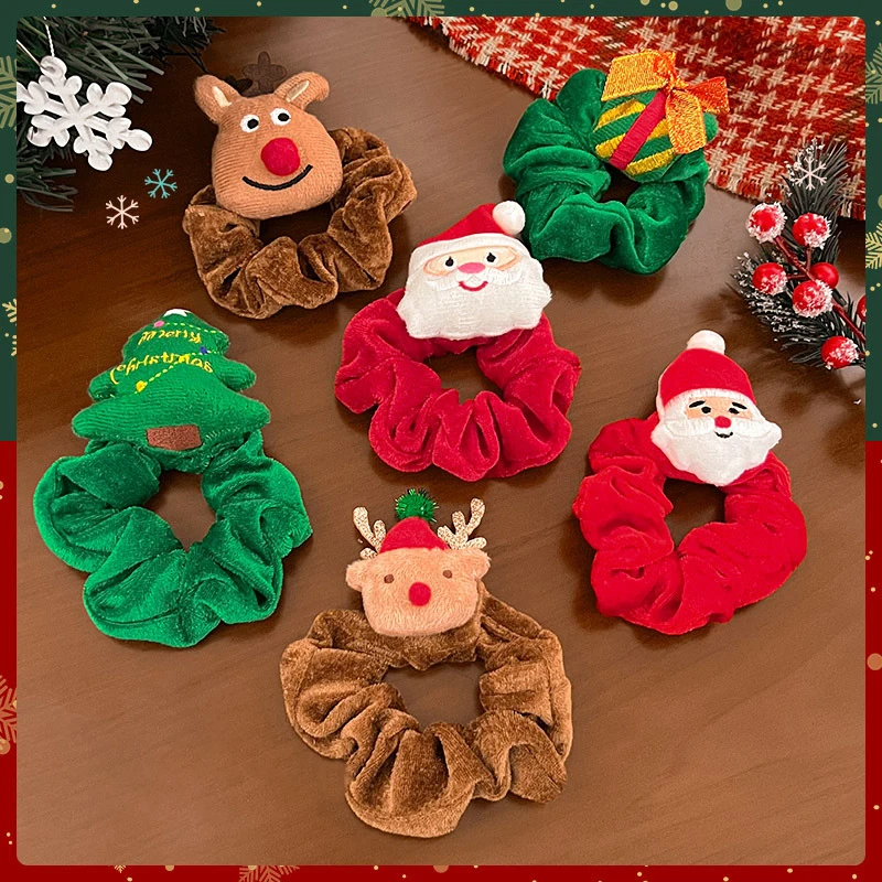 Cartoon Christmas Elastic Hair Ties Cute Santa Claus Christmas Tree High Ponytail Hair Rope Sweet Hair Accessories Gifts