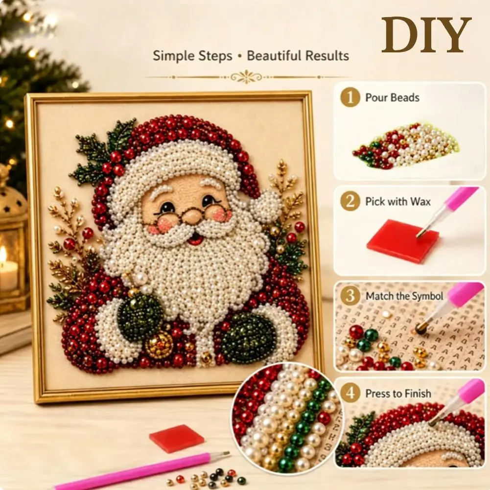 Christmas Santa Claus Pearl Art DIY Kit Framed Beads Embroidery Craft Wall Decor Xmas Gift for Kids Adults - view 4