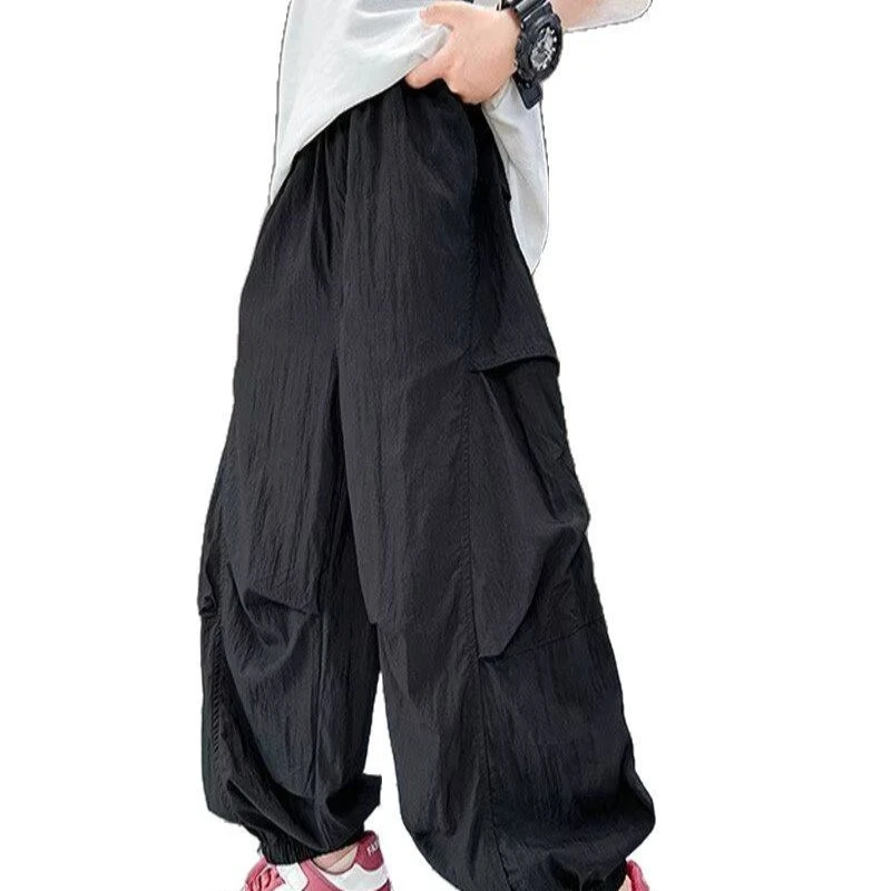 

Boys' Ice Silk Anti-Mosquito Pants 2026 Summer New, Quick-Dry Bubble Lantern Trousers for Big Kids Casual Trendy Streetwear