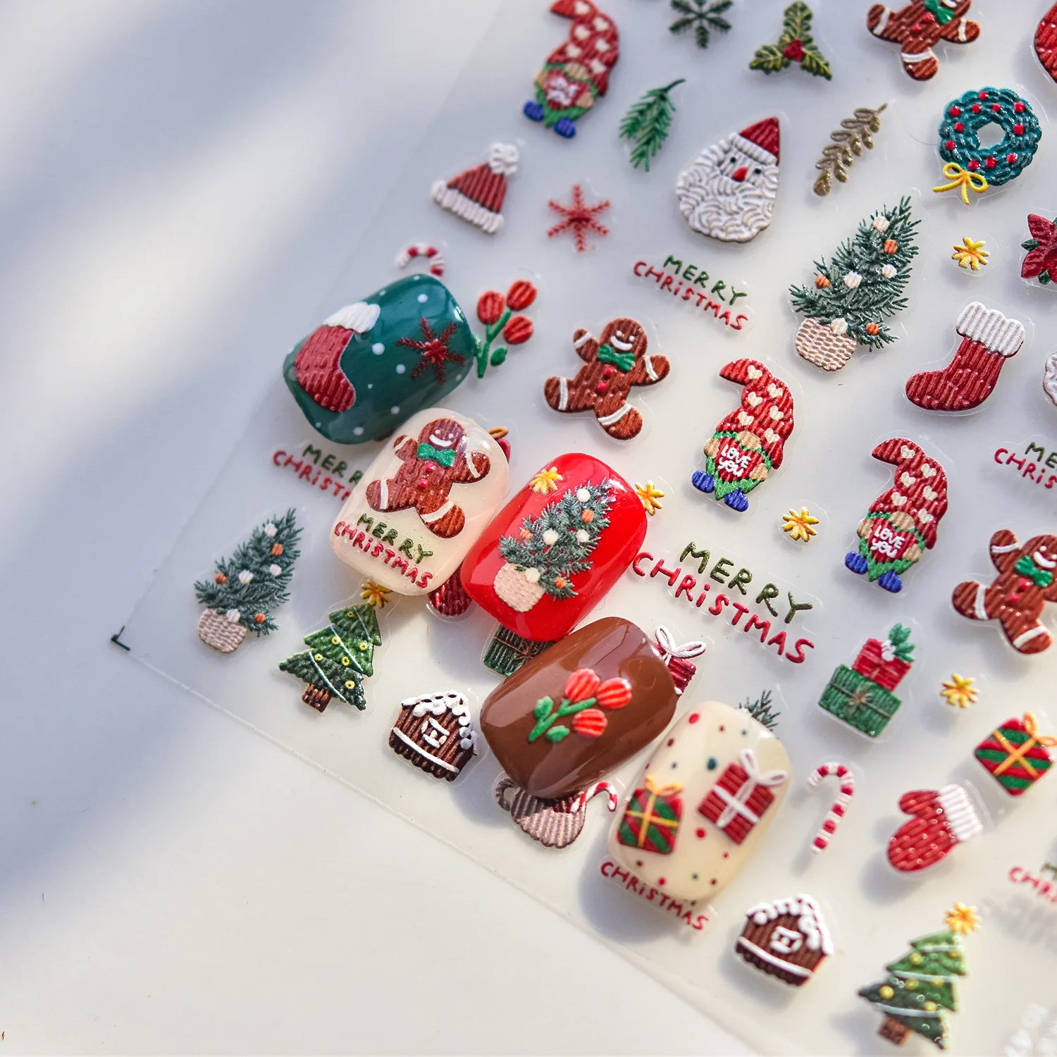 Merry Christmas Snowman Dog Santa Claus Nail Stickers High Quality 3D Design Art Decoration T-4708