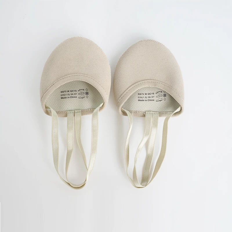 Women Professional Artistic Gymnastics Shoes Adult Half Foot Shoes Girls Suede Semi-Palm Shoes Abrasion Ballet Dance Toe Flats