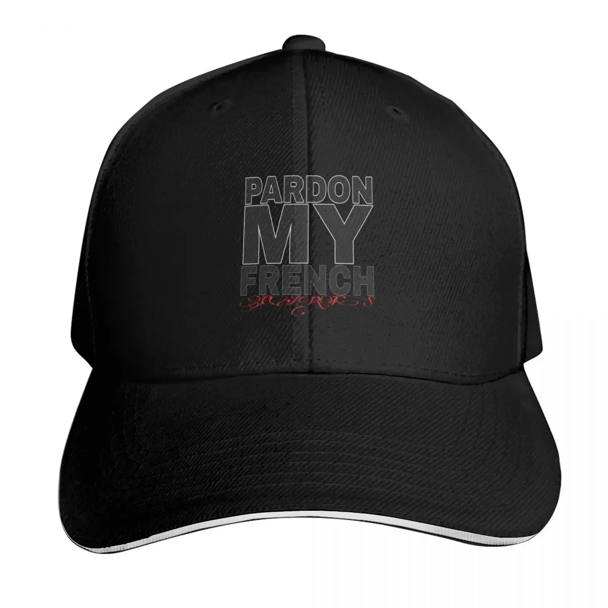 sorry my french paris Baseball Cap Cotton Twill Breathable Contrast Two Tone Brim Snapback Flat Bill