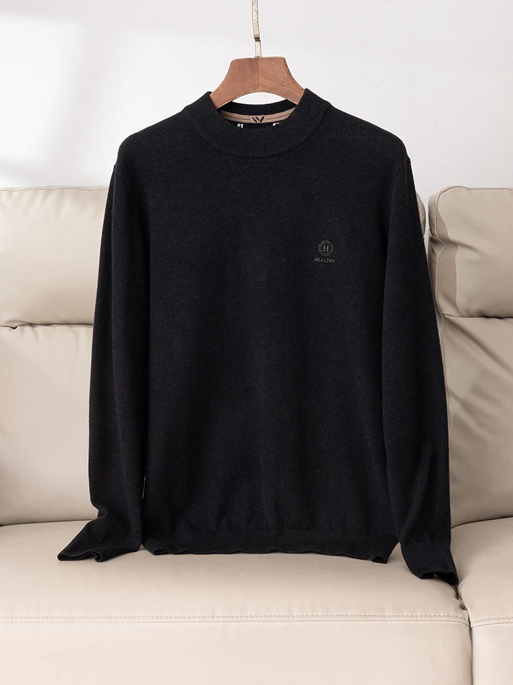 

Удобный трикотаж из шерстяной смеси, повседневный свободный длинный свитер с модным буквенным принтом, базовый слой для ежедневной носки