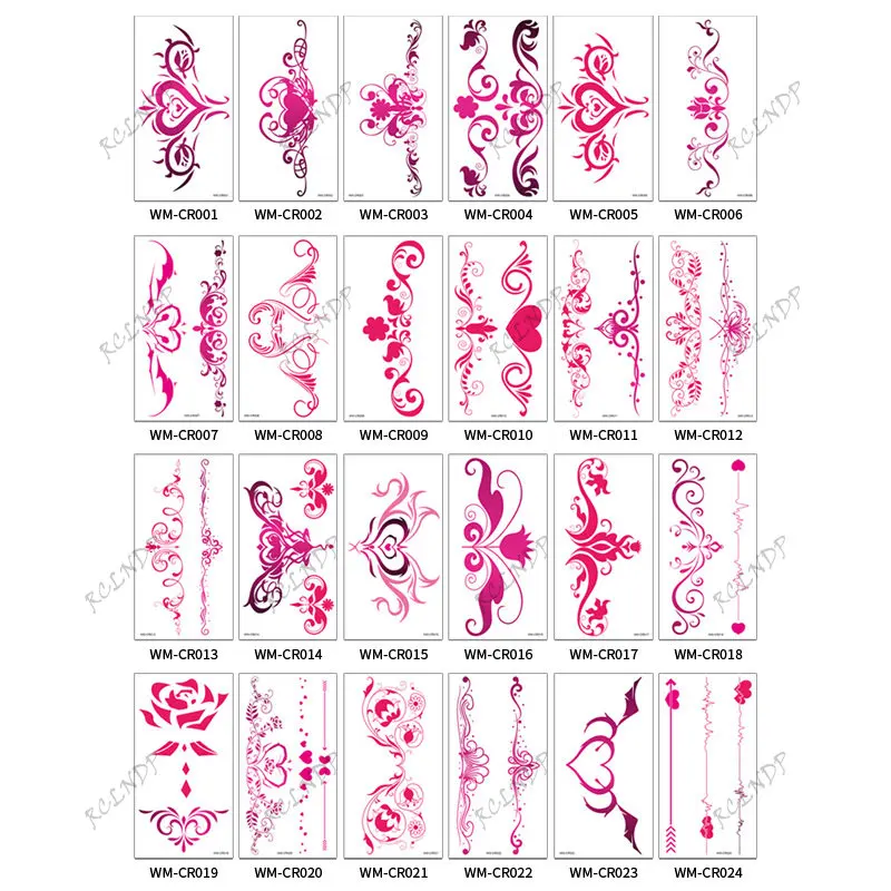 Waterproof Temporary Tattoo Sticker Heart Beating Red Flower Sexy Lady Waist Back Adult Flash Tatoo Fake Tatto for Women Men