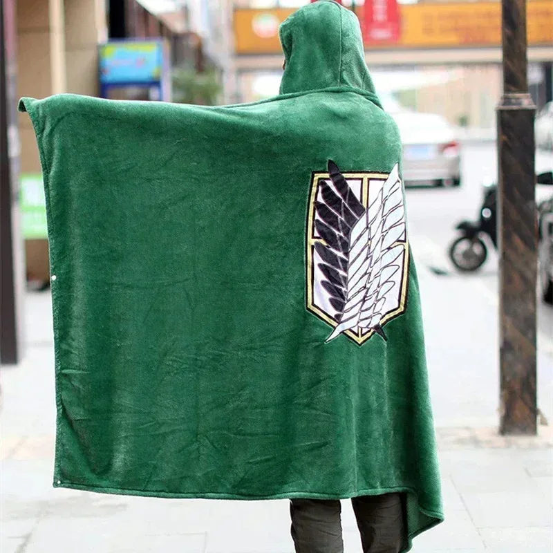 Cosdea أنيمي هجوم على تيتان تأثيري حلي عباءة بطانية أجنحة الحرية الكشفية كيب بطانية قطيفة Shingeki No Kyojin Flann72b