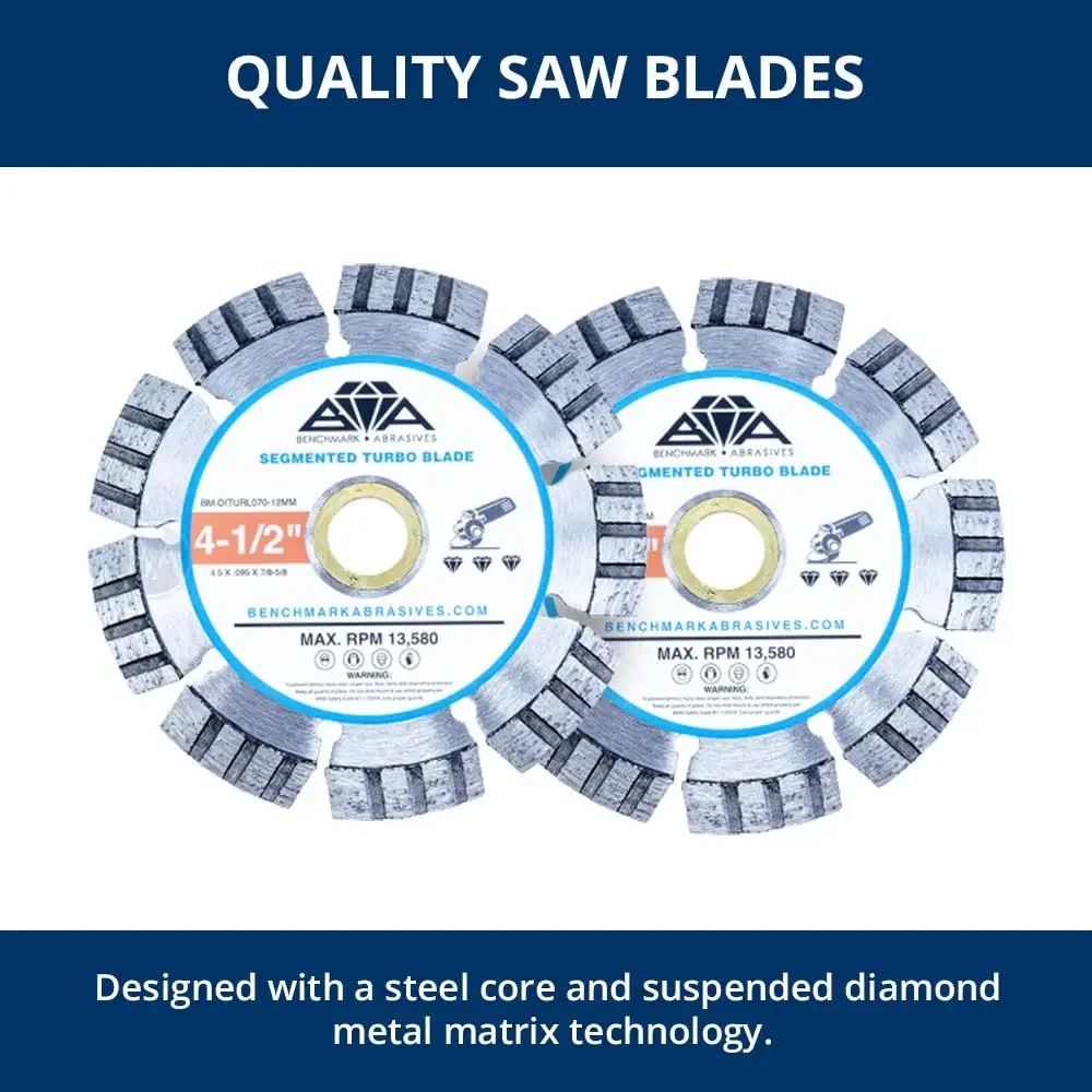 Abrasives 4-1/2" Segmented Turbo Diamond Blade with Steel Core, Saw Blades for Angle Grinder, Cutting Brick Ceramic Tile Granite