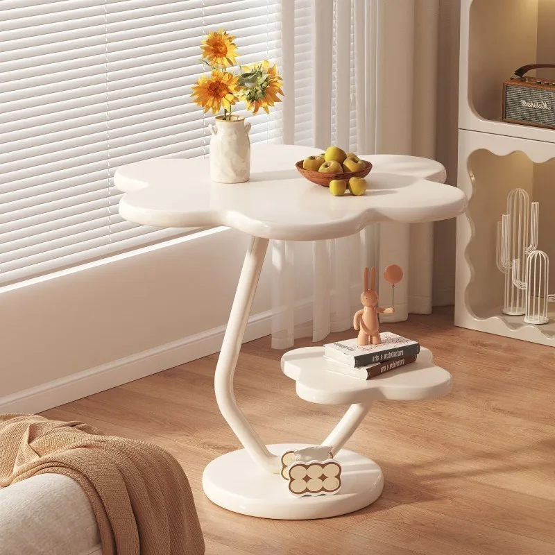 

Cream wind cloud tea table multi-layer storage coffee table living room flower small coffee table bedroom bedside table shelf