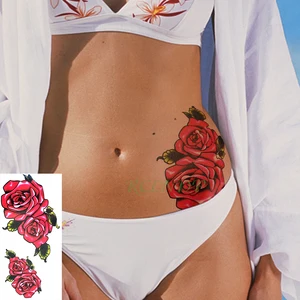 Waterproof Temporary Tattoo Sticker red flower leaf large size art tatto flash tatoo fake tattoos for girl men women