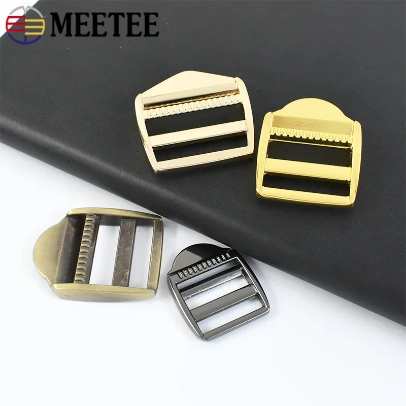 2/4Pcs Meetee 20/25/31/38mm Metal Backpack Adjust Buckle Clothing Webbbing Slider Tri-Glide Clasp Bag Strap Belt Decor Hook Ring