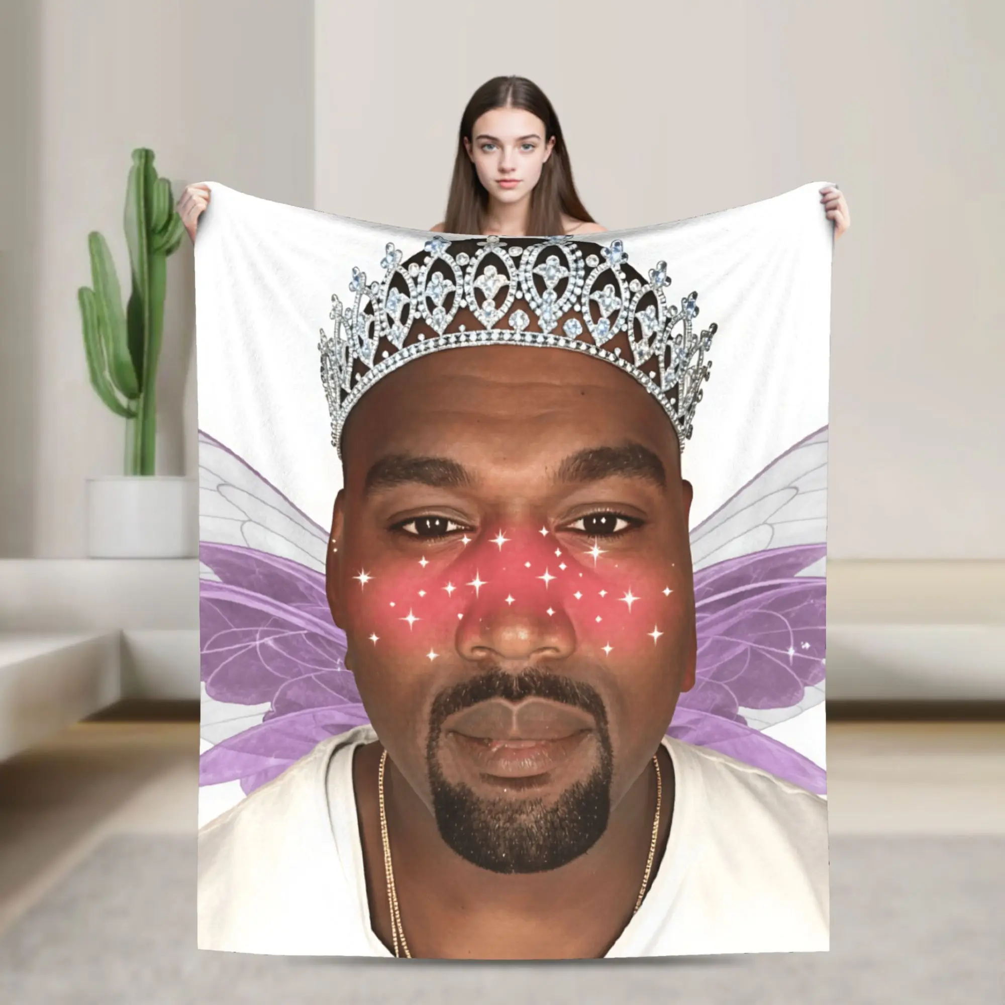 Kanye West Meme Flannel Blanket Autumn  Super Warm Throw Blanket for Girls Boys Outdoor Novelty Bedspread Sofa Bed Cover