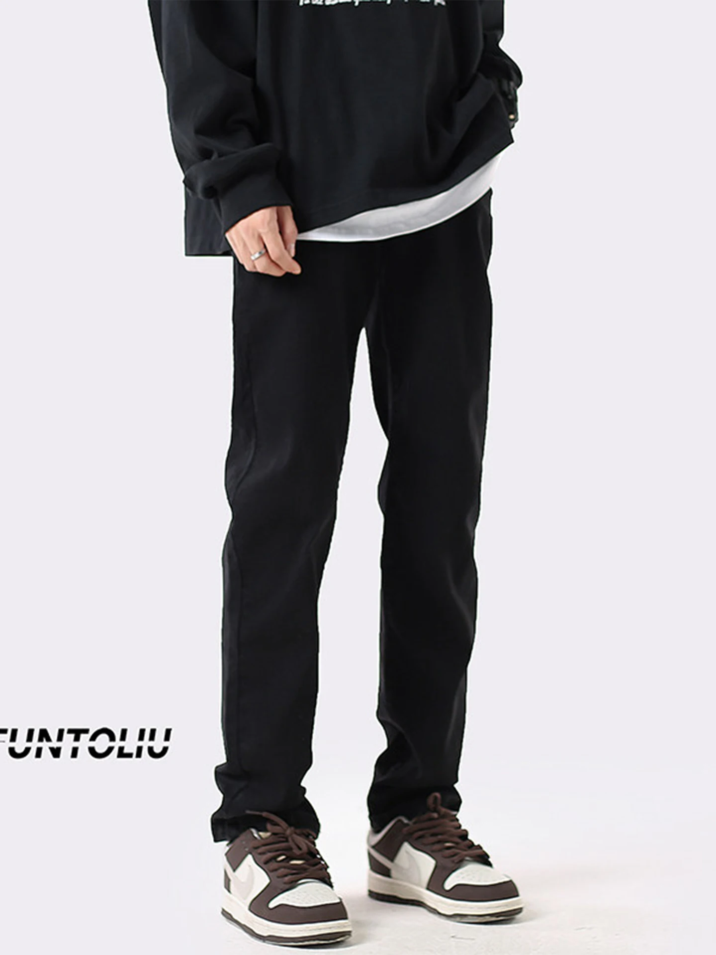 

Bla Slim Fit Straight Leg Jeans Men's Casual Long Pants Autumn Basic American High Street Trendy Straight Tube Trousers