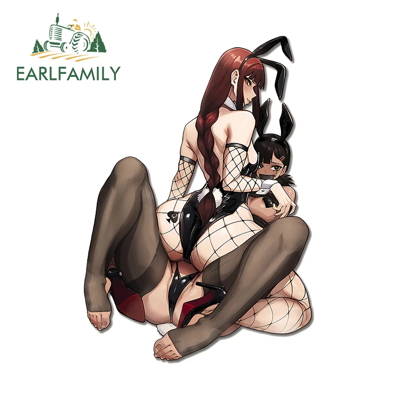 

EARLFAMILY 13cm X 9.1cm for Makima Bunny Girl Fish Net Butt SFW Cute Sexy Car Stickers Waterproof Fashionable Decals Car Label