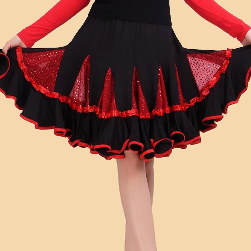 New Latin Dance Skirt Adult Women's Square Dance Costume Social Dance Performance Practice Skirt Polyester Gored Skirt