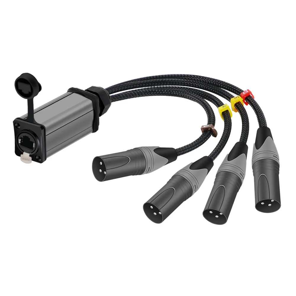 1 st 4 Kanaals 3Pin XLR Snake Multi Netwerk Ontvanger naar STP Cat5/6 Ethercon Kabel Extender voor Podiumverlichting Opname Studio